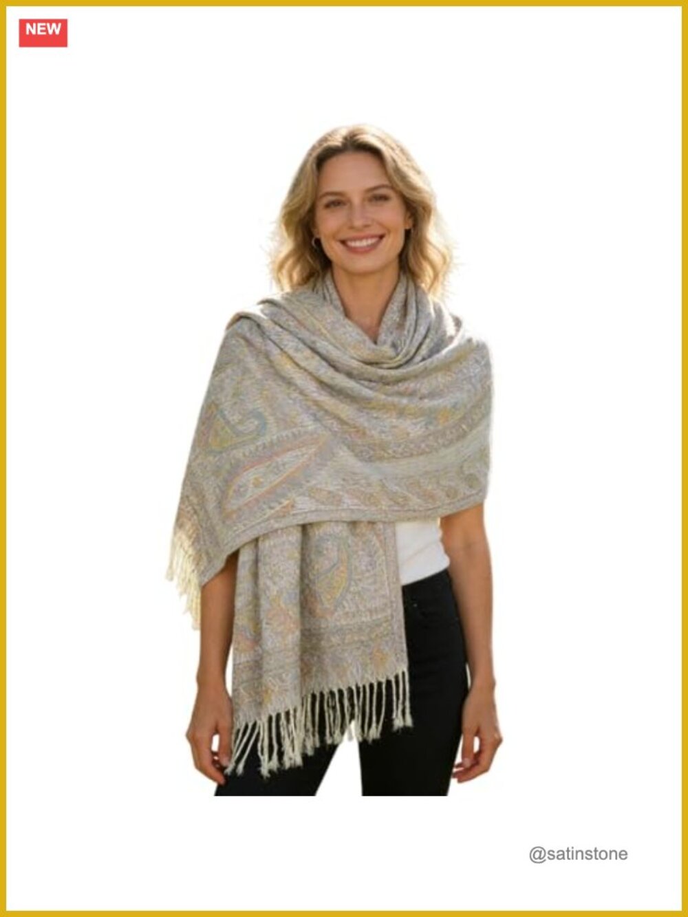 Women's Paisley Pashmina Shawl Wrap Tassel Scarf 100% Polyester Jacquard Long